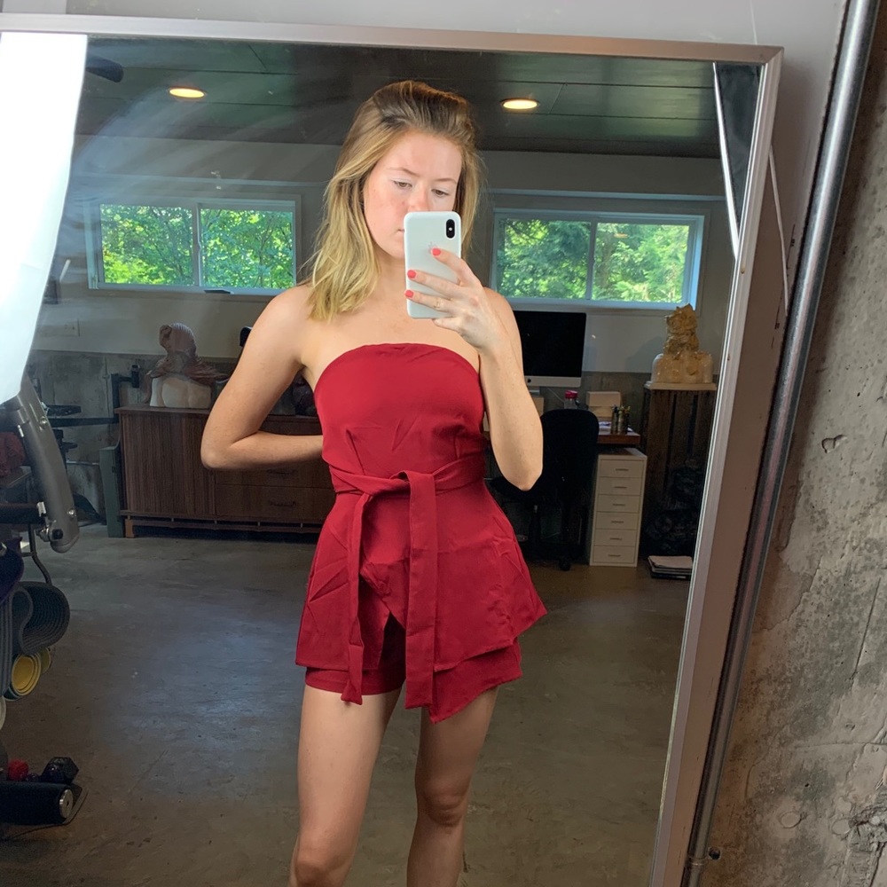 Missguided red sleeveless romper